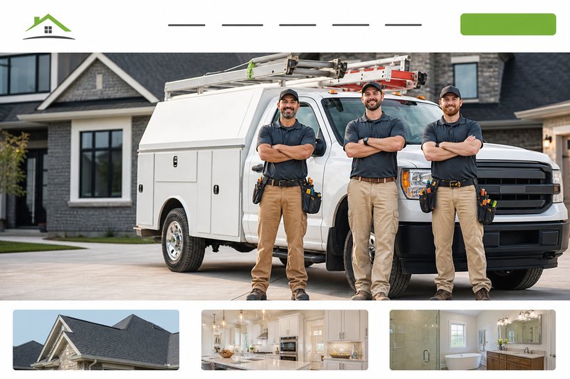 A modern redesigned Arlington contractor website with a clear call to action